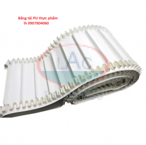 Băng tải PU trắng dán bèo gân